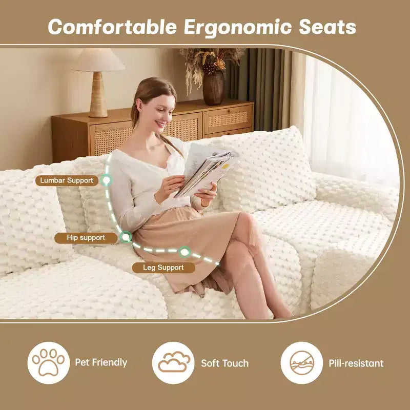 82 Moderne L-förmige Modul-Ecksofa für Wohnzimmer, Flanellstoff, Übergroßes 2-Sitzer Sofa, knochenloses Sofa