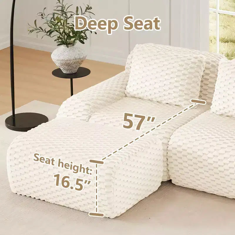 82 Moderne L-förmige Modul-Ecksofa für Wohnzimmer, Flanellstoff, Übergroßes 2-Sitzer Sofa, knochenloses Sofa