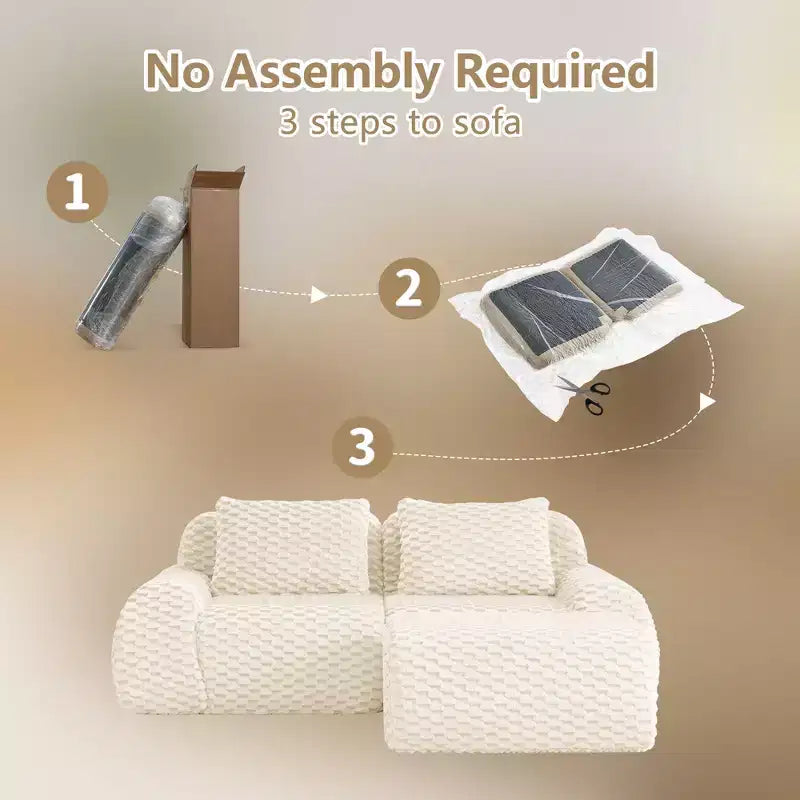 82 Moderne L-förmige Modul-Ecksofa für Wohnzimmer, Flanellstoff, Übergroßes 2-Sitzer Sofa, knochenloses Sofa