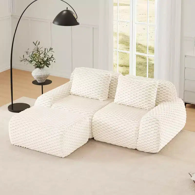 82 Moderne L-förmige Modul-Ecksofa für Wohnzimmer, Flanellstoff, Übergroßes 2-Sitzer Sofa, knochenloses Sofa