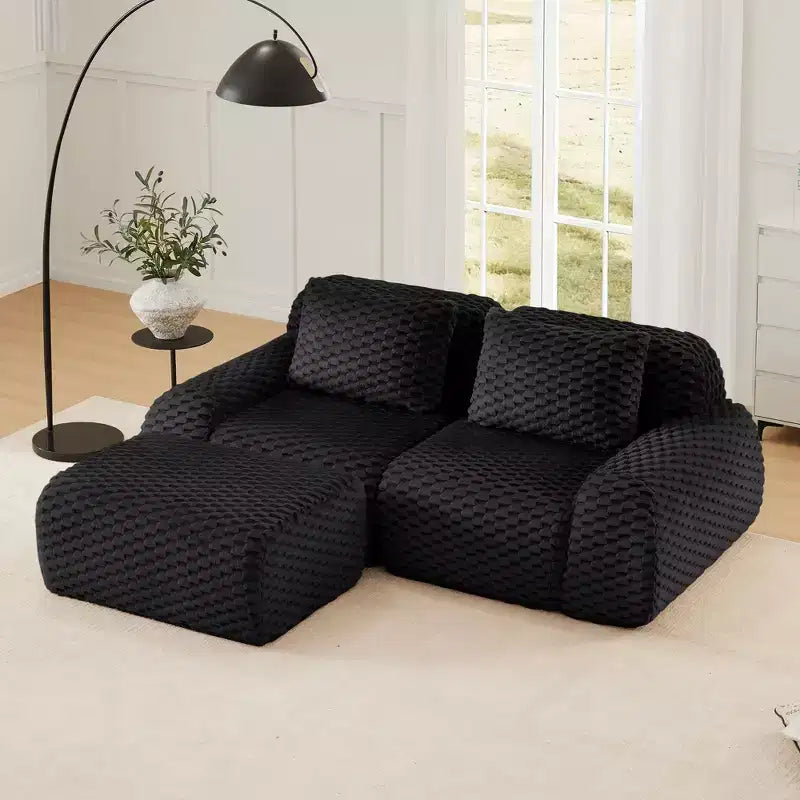 82 Moderne L-förmige Modul-Ecksofa für Wohnzimmer, Flanellstoff, Übergroßes 2-Sitzer Sofa, knochenloses Sofa