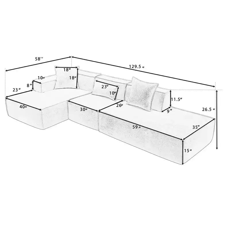 Christopher Knight Home Pyren 129.5 Modernes L-förmiges 3-Sitzer Polstersofa
