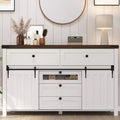 Acekool Farmhouse Buffet Cabinet, Kitchen Sideboard with Sliding Barn Doors and 5 Drawers, Coffee Bar Storage for Dining Room and Living Room