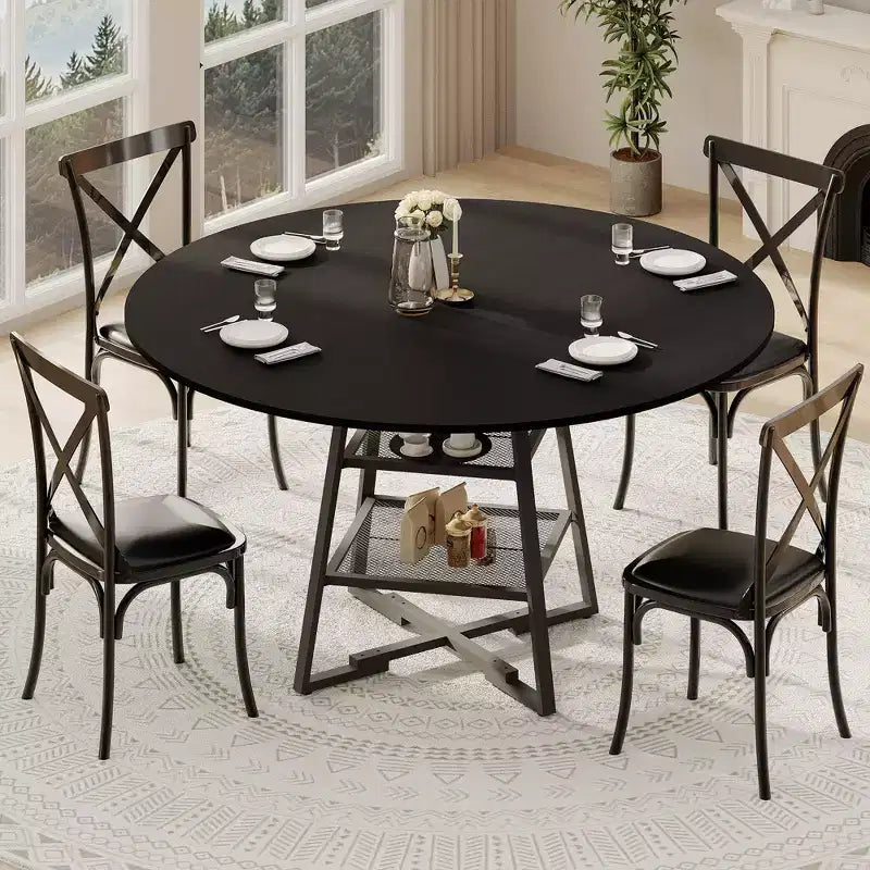 Dinning Room Tables for 4, Round Dining Table Set with Storage, 42 Inch Circle Kitchen Table High Top