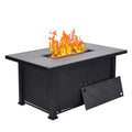 Fire Pit Table, 52'' 2-in-1 50,000 BTU Outdoor Gas Firepit  Rectangular Propane Fire Pit with Glass Guard/Lid/Storage/Covers