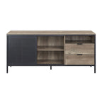 63-Inch Industrial TV Stand – Oak & Black, MDF & Metal Frame, Fits TVs up to 60 Inches