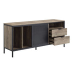 63-Inch Industrial TV Stand – Oak & Black, MDF & Metal Frame, Fits TVs up to 60 Inches