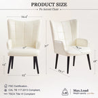 Mid-Century Modern Accent Chair – Cream, PU Leather, Solid Wood Legs, Seats 1