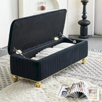 Rectangle Storage Ottoman Bench – Green / Black / Beige, Tufted Velvet, Modern Style, Seats 1–2