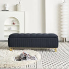 Rectangle Storage Ottoman Bench – Green / Black / Beige, Tufted Velvet, Modern Style, Seats 1–2
