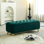 Rectangle Storage Ottoman Bench – Green / Black / Beige, Tufted Velvet, Modern Style, Seats 1–2
