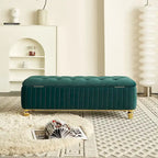 Rectangle Storage Ottoman Bench – Green / Black / Beige, Tufted Velvet, Modern Style, Seats 1–2