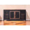 68-Inch Distressed TV Stand – Black, Solid Pine Wood, Enclosed Storage, Fits TVs up to 65 Inches