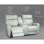Zero Gravity Power Recliner Loveseat – Green / Blue / Cream, Top Grain Leather, Seats 2