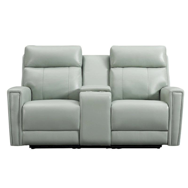 Zero Gravity Power Recliner Loveseat – Green / Blue / Cream, Top Grain Leather, Seats 2