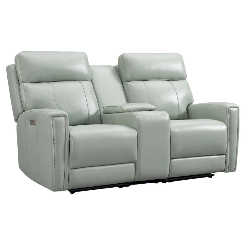 Zero Gravity Power Recliner Loveseat – Green / Blue / Cream, Top Grain Leather, Seats 2