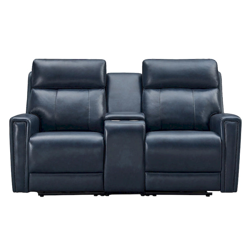 Zero Gravity Power Recliner Loveseat – Green / Blue / Cream, Top Grain Leather, Seats 2