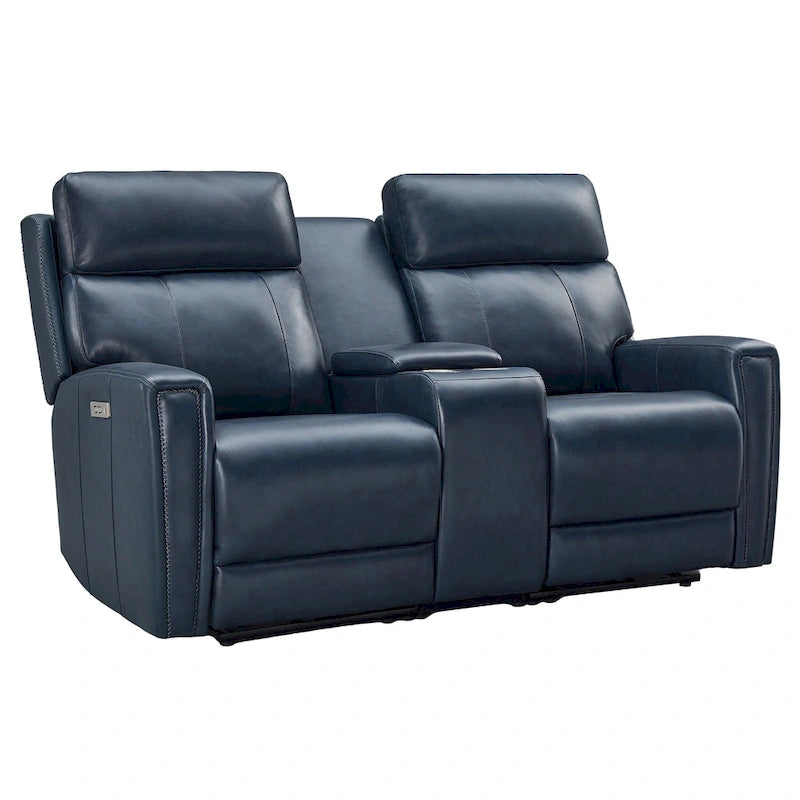 Zero Gravity Power Recliner Loveseat – Green / Blue / Cream, Top Grain Leather, Seats 2
