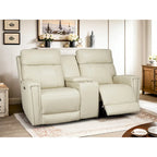 Zero Gravity Power Recliner Loveseat – Green / Blue / Cream, Top Grain Leather, Seats 2