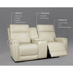 Zero Gravity Power Recliner Loveseat – Green / Blue / Cream, Top Grain Leather, Seats 2