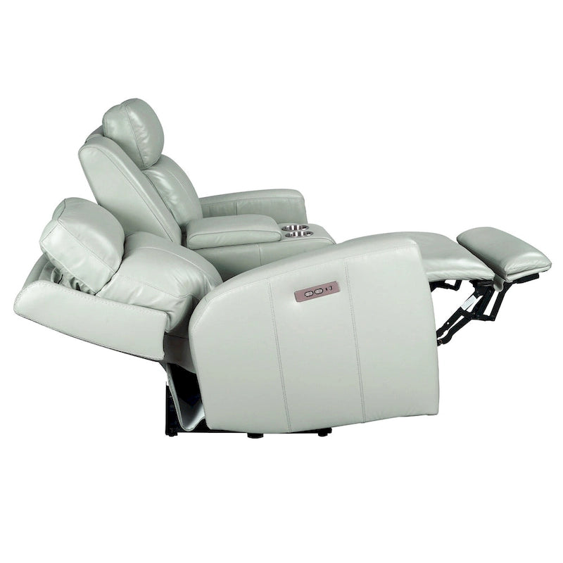 Zero Gravity Power Recliner Loveseat – Green / Blue / Cream, Top Grain Leather, Seats 2