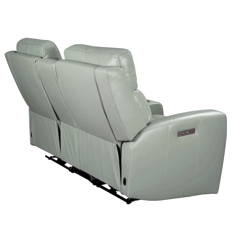 Zero Gravity Power Recliner Loveseat – Green / Blue / Cream, Top Grain Leather, Seats 2