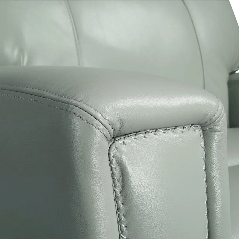 Zero Gravity Power Recliner Loveseat – Green / Blue / Cream, Top Grain Leather, Seats 2