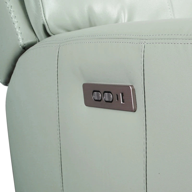 Zero Gravity Power Recliner Loveseat – Green / Blue / Cream, Top Grain Leather, Seats 2