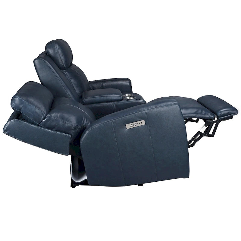 Zero Gravity Power Recliner Loveseat – Green / Blue / Cream, Top Grain Leather, Seats 2
