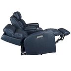 Zero Gravity Power Recliner Loveseat – Green / Blue / Cream, Top Grain Leather, Seats 2