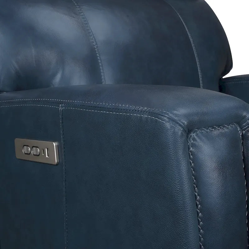 Zero Gravity Power Recliner Loveseat – Green / Blue / Cream, Top Grain Leather, Seats 2