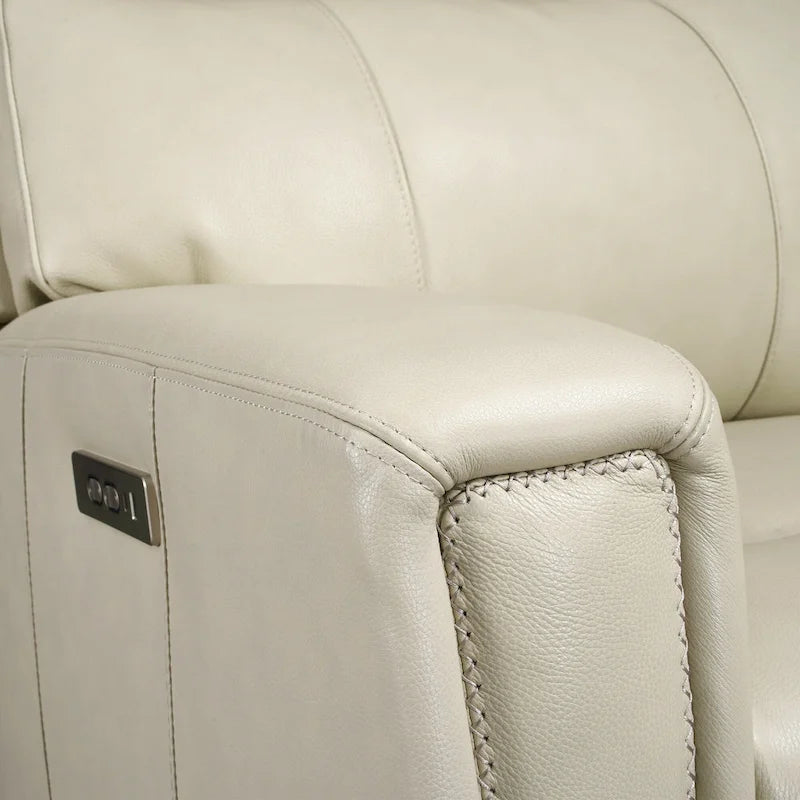 Zero Gravity Power Recliner Loveseat – Green / Blue / Cream, Top Grain Leather, Seats 2