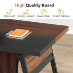 63-Inch Executive Office Desk – Walnut & Black, LED Light, Storage Shelf, Industrial Style