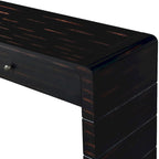 Curved Farmhouse Console Table – Navy / Natural / Distressed Black, 2-Drawer, Rustic Style
