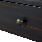Curved Farmhouse Console Table – Navy / Natural / Distressed Black, 2-Drawer, Rustic Style