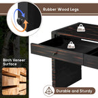 Curved Farmhouse Console Table – Navy / Natural / Distressed Black, 2-Drawer, Rustic Style