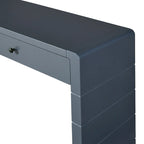 Curved Farmhouse Console Table – Navy / Natural / Distressed Black, 2-Drawer, Rustic Style
