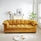99-Inch Deep Seat Sofa – Yellow / Beige / Grey / Green, Chenille, Solid Wood Frame, Seats 3