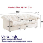 99-Inch Deep Seat Sofa – Yellow / Beige / Grey / Green, Chenille, Solid Wood Frame, Seats 3