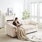 99-Inch Deep Seat Sofa – Yellow / Beige / Grey / Green, Chenille, Solid Wood Frame, Seats 3