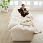 99-Inch Deep Seat Sofa – Yellow / Beige / Grey / Green, Chenille, Solid Wood Frame, Seats 3