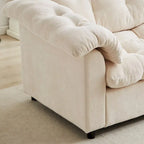 99-Inch Deep Seat Sofa – Yellow / Beige / Grey / Green, Chenille, Solid Wood Frame, Seats 3
