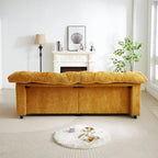 99-Inch Deep Seat Sofa – Yellow / Beige / Grey / Green, Chenille, Solid Wood Frame, Seats 3
