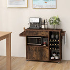 Kitchen Island Cart – White / Brown / Black, Drop-Leaf, Power Outlet, Wine Rack, Microwave Shelf, Casters