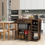 Kitchen Island Cart – White / Brown / Black, Drop-Leaf, Power Outlet, Wine Rack, Microwave Shelf, Casters