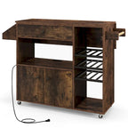 Kitchen Island Cart – White / Brown / Black, Drop-Leaf, Power Outlet, Wine Rack, Microwave Shelf, Casters