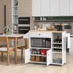 Kitchen Island Cart – White / Brown / Black, Drop-Leaf, Power Outlet, Wine Rack, Microwave Shelf, Casters
