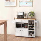 Kitchen Island Cart – White / Brown / Black, Drop-Leaf, Power Outlet, Wine Rack, Microwave Shelf, Casters