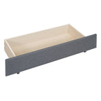 Linen Platform Bed – Gray / Beige, Foam Headboard, 2 Drawers & Trundle, Full / Queen, Sleeps 1
