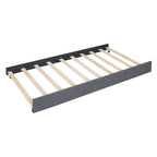 Linen Platform Bed – Gray / Beige, Foam Headboard, 2 Drawers & Trundle, Full / Queen, Sleeps 1